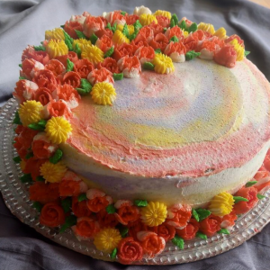 Watercolour Orange Rosette cake