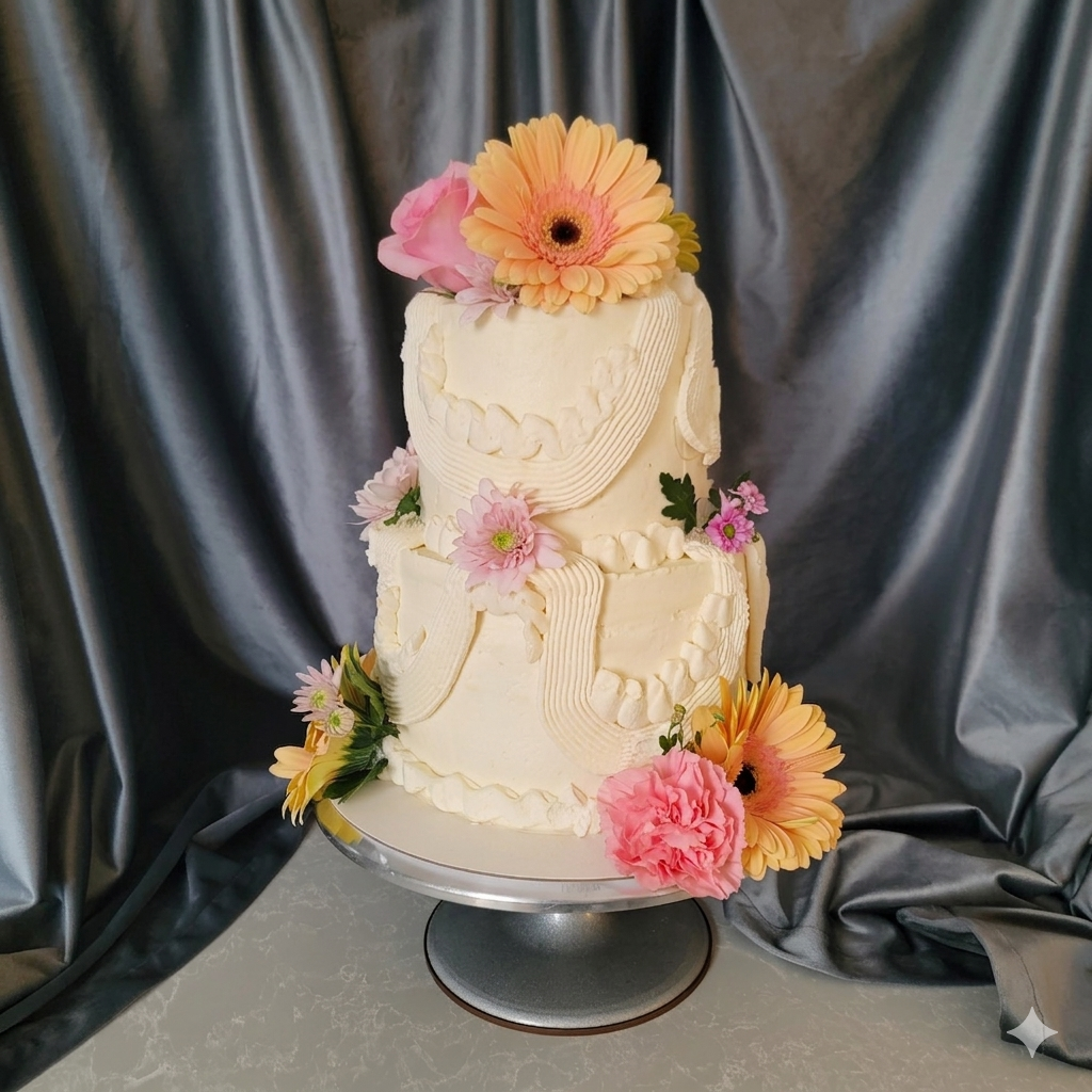 Abstract Floral Wedding Cake